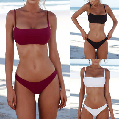 #ad Women Bandeau Bandage Bikini Set Push Up Brazilian Swimwear Beachwear Swimsuit A $11.69