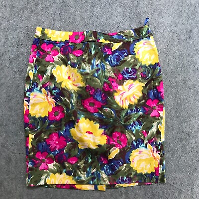 J. Crew Skirt Womens Size 6 Multicolor Floral The Pencil Stretch Knee Length $15.99