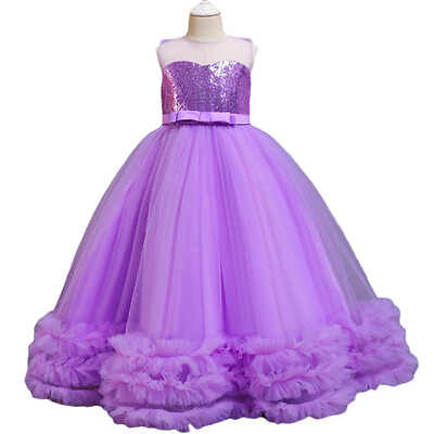 #ad Teenager Girl Sequin Flower Princess Party Long Tutu Dresses Children KidElegant $91.71