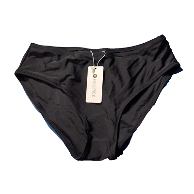 #ad NWT Black XL Beach Pool Lined Swim Bikini Bottoms High Waist HOLIPICK $18.92