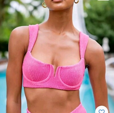 #ad Kenny Flowers The Caicos Pink V Underwire Bikini Top Women#x27;s Size XXL NWT $88 $49.95