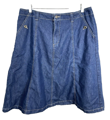 #ad Vintage White Stag Denim Blue Jean Skirt Plus Size 16 A line Boho Midi Y2K $12.00