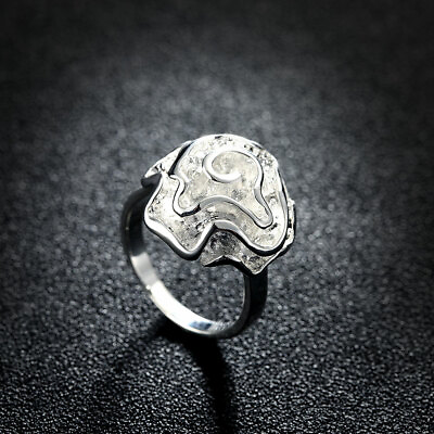 925 sterling Silver for women flower charm Rings rose wedding cute free shipping C $2.10