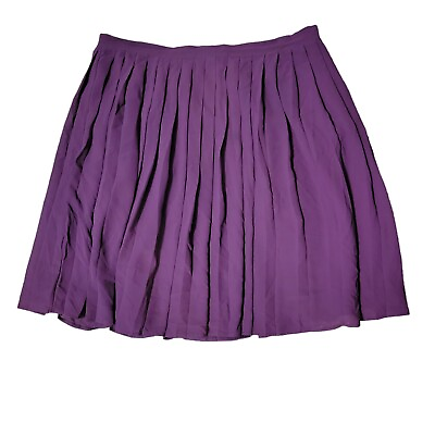 #ad ModCloth Purple Pleated Short Skirt Women#x27;s XL Side Zip Lined $19.99