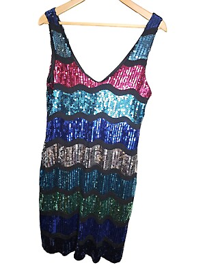 #ad Mini Dress Juniors Sz L Multicolored Party $15.99