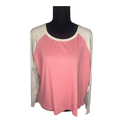 #ad FCT Basics NWT 3X Junior Plus Pink Gray Raglan Long Sleeve T shirt #1491D READ $9.99