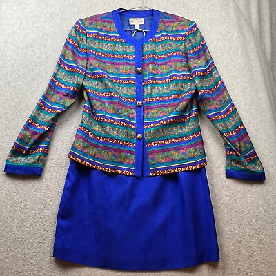 #ad Vintage Adrianna Papell Silk Pencil Skirt Suit Blazer Women Size 12 90#x27;s Career $48.83