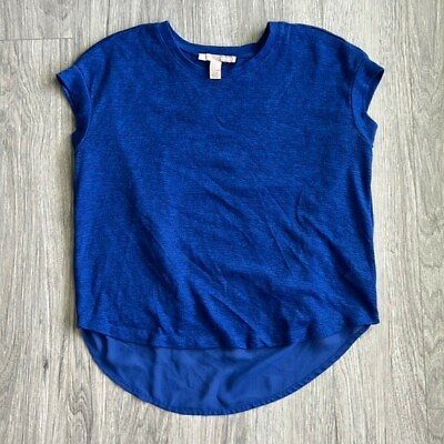 #ad Forever 21 Royal Blue Cap Sleeve Top with Sheer Back Size S $7.25