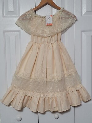 #ad #ad Girls Boutique Dress Crochet Lace Cream Ruffles Fancy Spring Boho See Measure $16.99