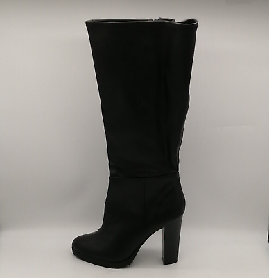 #ad Lane Bryant Womens Boots Black Faux Leather Knee High Side Zip High Heel 9W $49.13