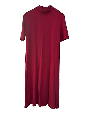 #ad Vtg HALMODE Plus Maxi Tank Dress Womens 1X Red Sleeveless Casual Ladies $14.25