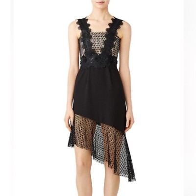 #ad Unitedwood Black Asymmetrical Lace Cocktail Dress Size 2 $48.00
