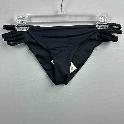 #ad Roxy Braided Cheeky Ruched Bikini Bottom Women’s Large Black $19.00