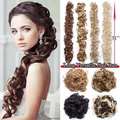 #ad Wrap Around Bendable Hair Piece Updo Twirl Messy Bun Natural Hair Extensions US $11.80