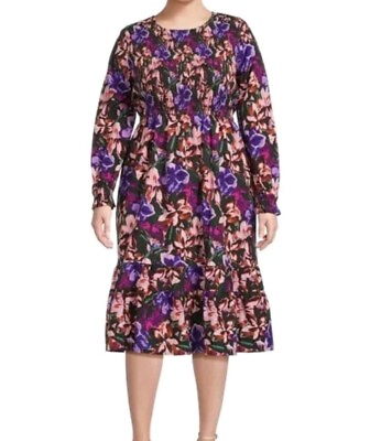 #ad Women#x27;s Violet Terra amp; Sky Peasant Tiered Long Sleeve Maxi Dress Plus size 4X $14.99