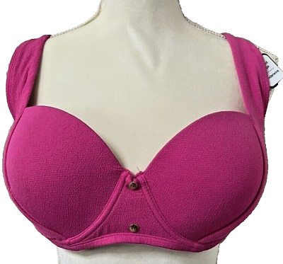 #ad Time and Tru Swimsuit Womens XL 1X Pink Button Front Push Up Bikini Top $5.00