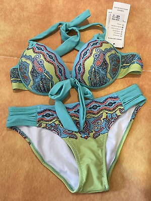 #ad Women’s Swimwear Push Up Bra Size M Colorful Green Blue Brand New $19.99