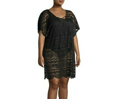 Time and Tru Women#x27;s Plus size Lace Black Swimsuit Cover Up $17.99