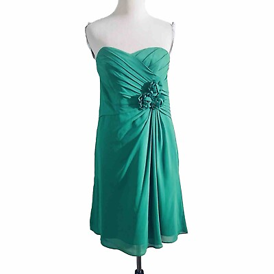 #ad Green Cocktail Dress Party Strapless Bridal Sz 4 by Alfred Angelo Shamrock $24.00