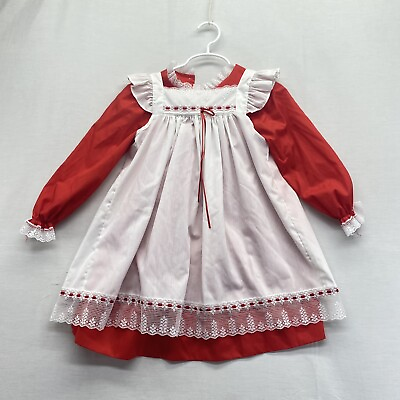 Vintage Bryan Red And White Girls Dress Lace Size 5 $39.99