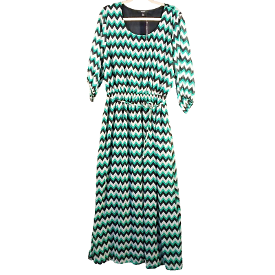 #ad NWT ESPRESSO Maxi Dress Size 3X 24W 26W Pullover Chiffon Geometric Woven Lined $60.00