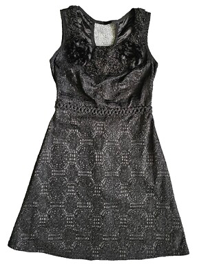 Chelsea and Violet Womens Juniors Size XS Cocktail Dress Black Lace and Knit $15.97