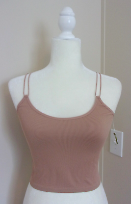 Top Shirt BROWN Summer Juniors Med Large Skinny Strap Stretch NEW SHIP FROM USA $15.50