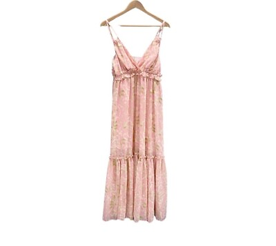 #ad The Post Luna Maxi Dress Coral Lined amp; Adjustable Straps Pink Size Large $33.00