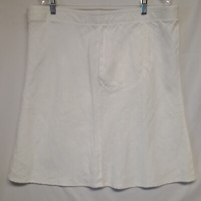 #ad J.Jill Skirt Womens Large Petite White 100% Linen Midi A Line with Pockets $15.99