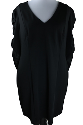 #ad Bonprix Ladies Evening Cocktail Dress Black plus Size 3 4 Sleeves Gathered $29.57