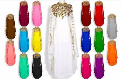 #ad SALE New Moroccan Dubai Kaftans Farasha Abaya Dress Very Fancy Long Gown MS 202 $51.59