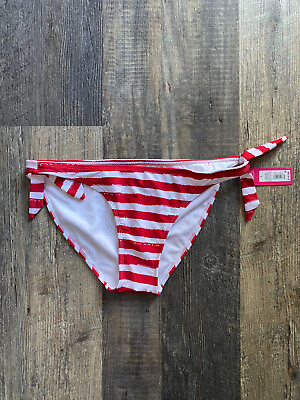 #ad Xhileration Bikini Bottoms NWT New Pink Stripes Bathing Swim Swimming Suit Large $5.00