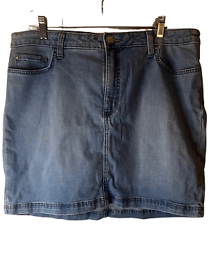 #ad Vtg 90s Y2K Lee Regular Fit Mid Rise Jean Mini Skirt Skort Sz 18 37” Waist $28.00