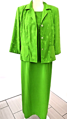 #ad Sag Harbor 2 PC Green Polyester Maxi Dress Suit Size 12 $27.99