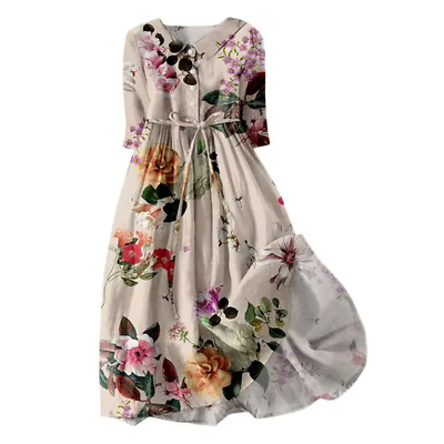 #ad #ad Summer Dress Bohemian Style Dress Bohemian Floral Print Midi Dress Spring Dress $36.66