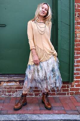 #ad Sarah Elegant Mesh Gauze Layered Midi Skirt in Feather $69.95