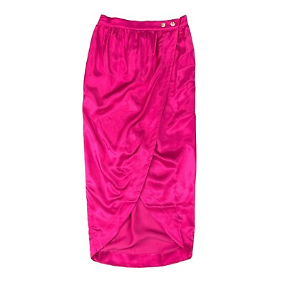 #ad Maeve Tulip Satin Skirt Women 2 Anthropologie Pink Rose Front Split Button Front $42.45