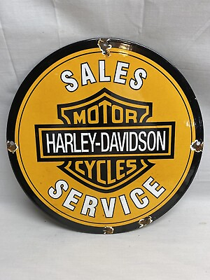 HARLEY DAVIDSON MOTORCYCLES PORCELAIN VINTAGE STYLE SALES SERVICE SIGN $59.99