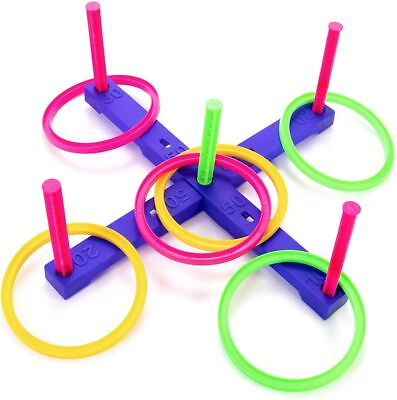 Neon Plastic Ring Toss Throwing Game Junior for Kids Family Fun Activity Set $11.99