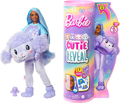 #ad Barbie Cutie Reveal Doll with Purple Hair amp; Poodle Costume 10 Suprises Include $33.99