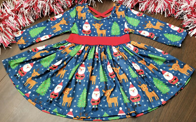 Christmas Tidings Dress Christmas Dress Holiday Dress Santa Reindeer ALL SIZES $16.99