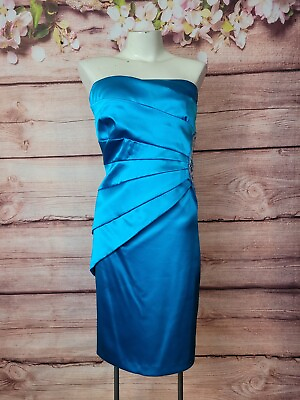 #ad Torrid Women#x27;s Aqua Blue Satin Lined Bridesmaid Cocktail Dress Plus Size 14 $16.98