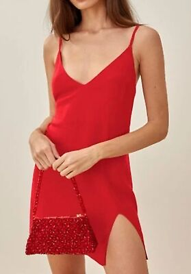 #ad Reformation Marlowe Crepe Mini Dress in Red Size X SMALL $25.00