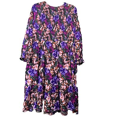 #ad Terra amp; Sky Maxi Dress Plus Size 2X 20W 22W Purple Pink Floral Tiered Peasant $19.55