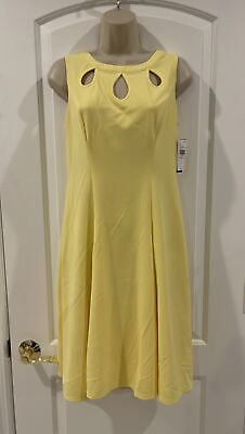 #ad Alyx 6 Yellow Sheath Party Dress Sleeveless Keyhole Jersey Zip Lined Retail $74 $38.76