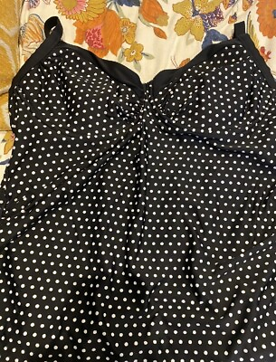 #ad #ad Plus Size 24W underwire bathing suit TANKINI black white polka dots Pure Energy $16.99