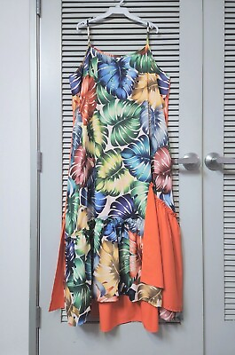 #ad splice tropical orange ruffle spghtt strap maxi dress 1XL $30.00