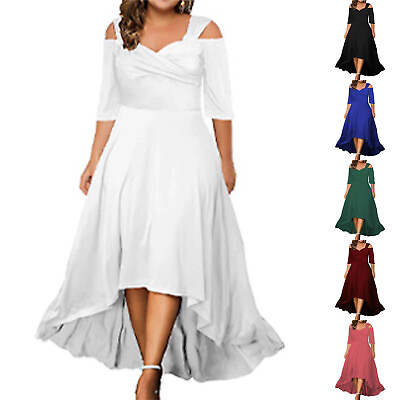 #ad Womens Plus Size Lace Cold Shoulder Casual Long Plain Evening Party Maxi Dress $37.44