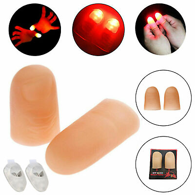 2x LED Finger Thumbs Light red Color Magic Prop Party Bar Show Lamp $4.99