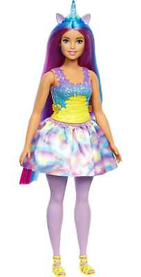 #ad BARBIE Dreamtopia Unicorn Doll Curvy In Rainbow Look $19.97